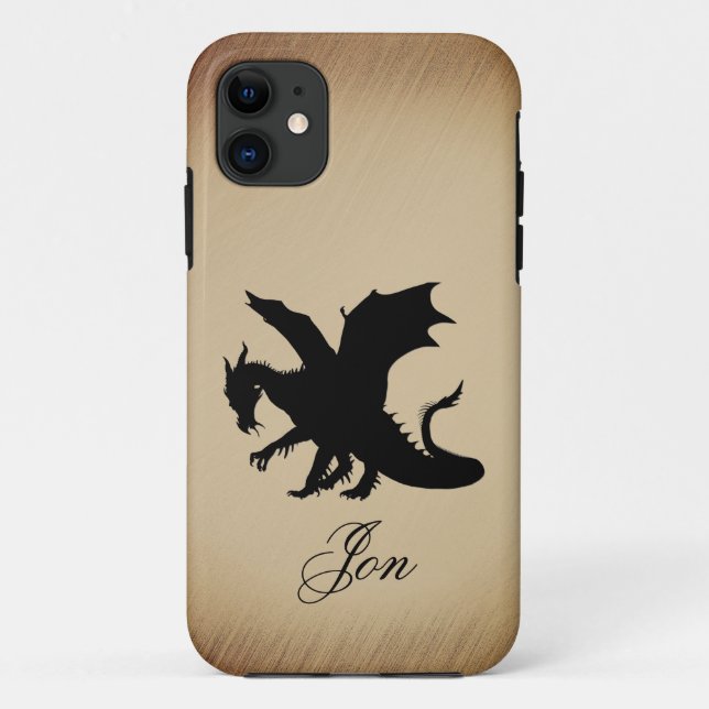 Black Dragon Rustic Background Personal Case-Mate iPhone Case (Back)
