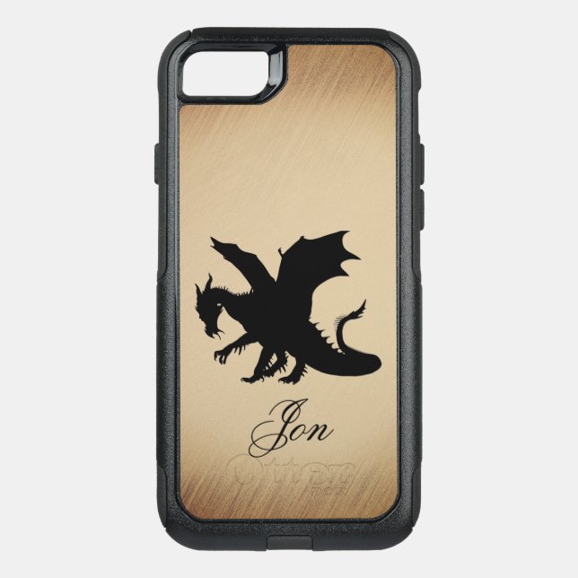Black Dragon Rustic Background Personal Otterbox iPhone Case (Back)