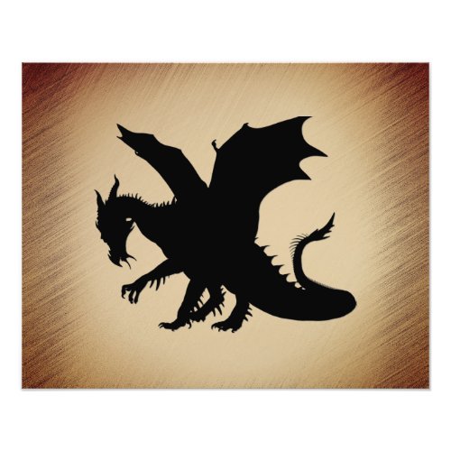 Black Dragon Rustic Background Photo Print