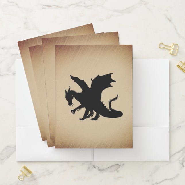 Black Dragon Rustic Background Pocket Folder (In Situ)
