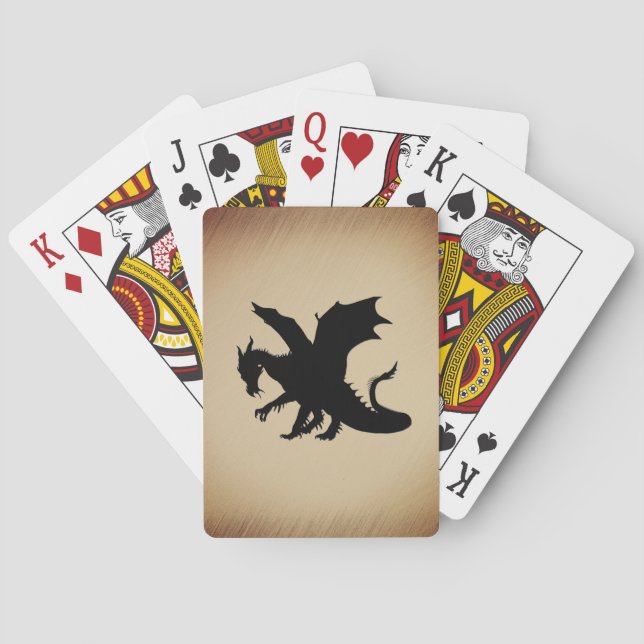 Black Dragon Rustic Background Poker Cards (Back)