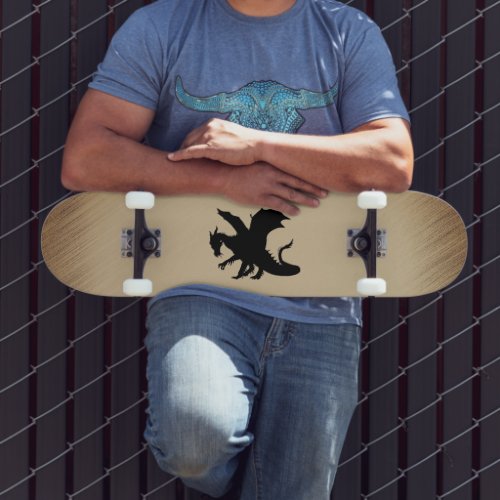 Black Dragon Rustic Background Skateboard