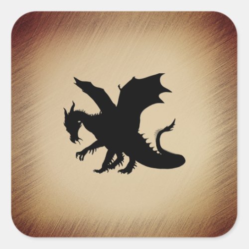 Black Dragon Rustic Background Square Sticker