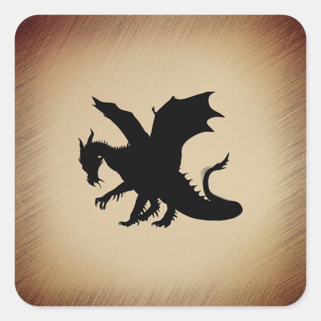 Black Dragon Rustic Background Square Sticker (Front)