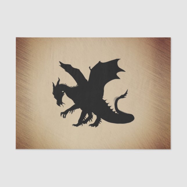 Black Dragon Rustic Background Tissue Paper (Front)