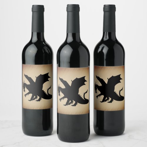 Black Dragon Rustic Background Wine Label