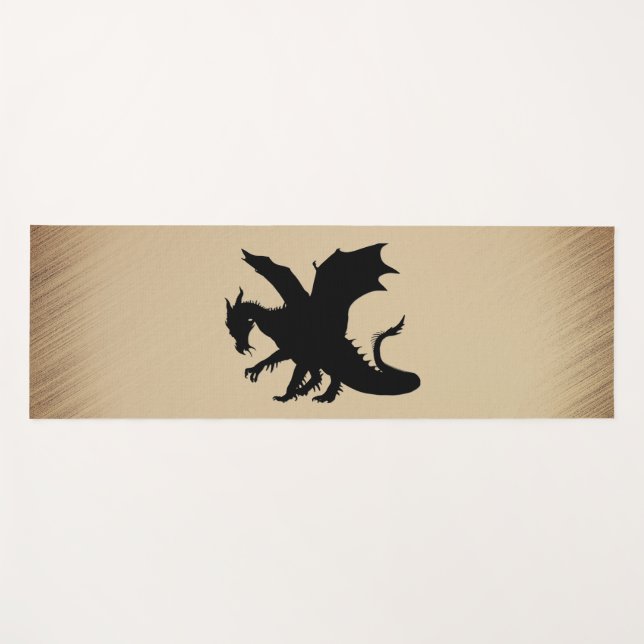 Black Dragon Rustic Background Yoga Mat (Front (Horizontal))
