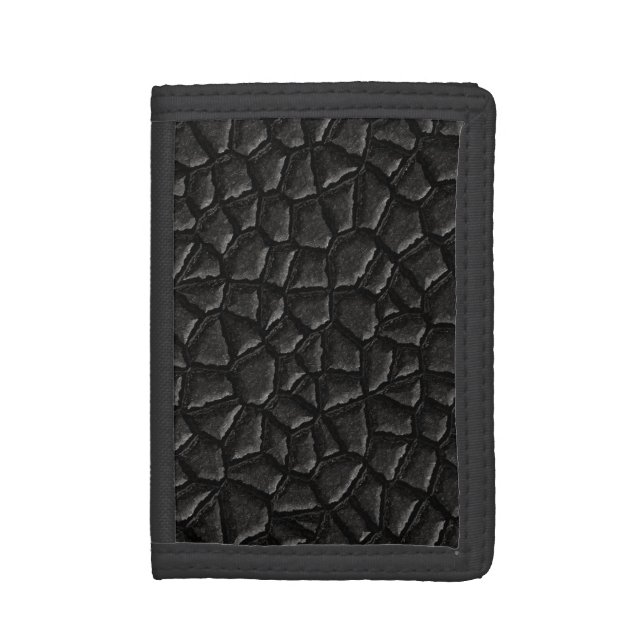Black Dragon Scale Pattern Tri-fold Wallet (Front Vertical)