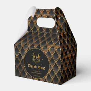 Black Dragon Scales Gold Birthday Thank You Favor Boxes