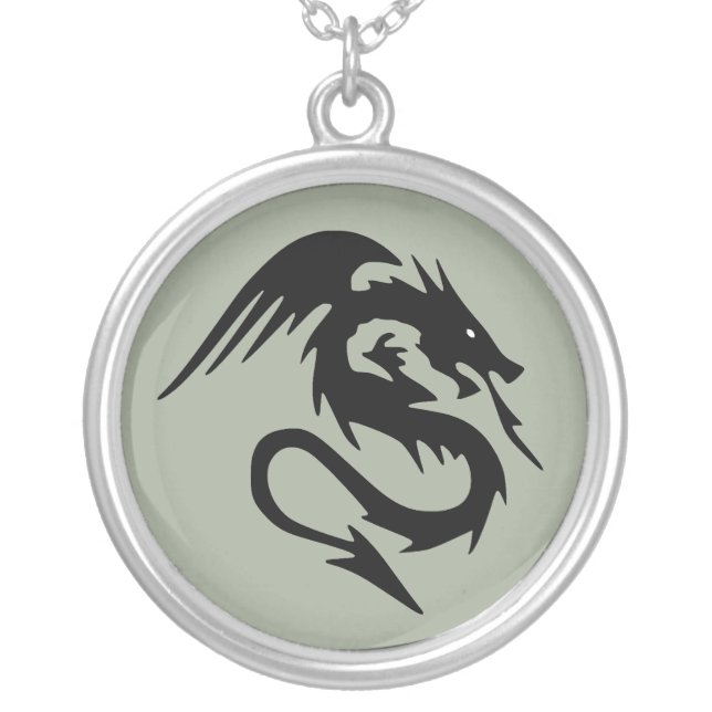 Black dragon silver plated necklace (Front)