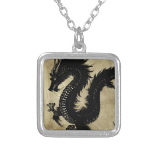 Black Dragon Silver Plated Necklace