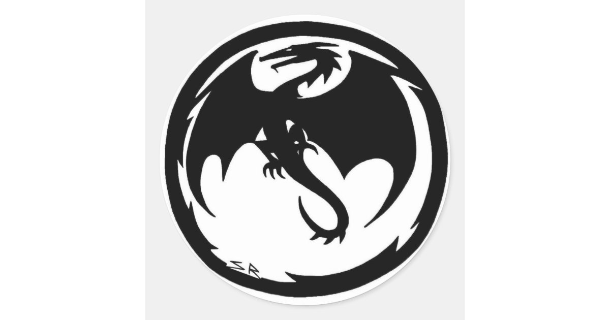 Black Dragon small round stickers | Zazzle