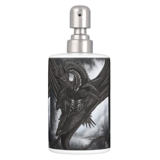 Black Dragon Soap Dispenser And Toothbrush Holder (Front)