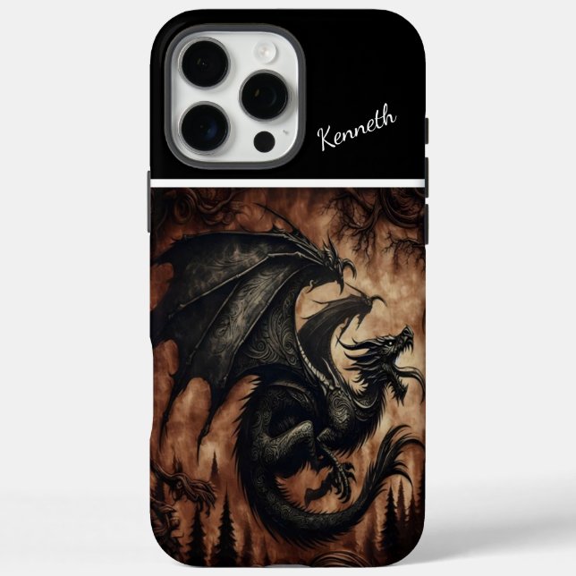 Black Dragon Soaring Above Forest Case-Mate iPhone Case (Back)