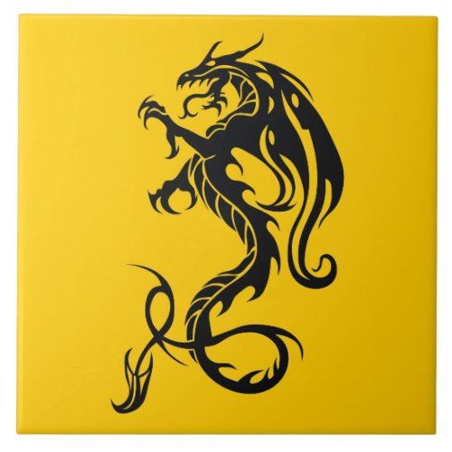 Black Dragon Stencil Left Facing Tile