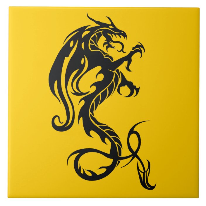 Black Dragon Stencil Right Facing Tile | Zazzle.com