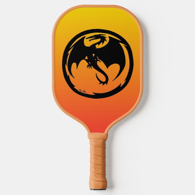 Black Dragon sunrise tan pickleball paddle (Front)