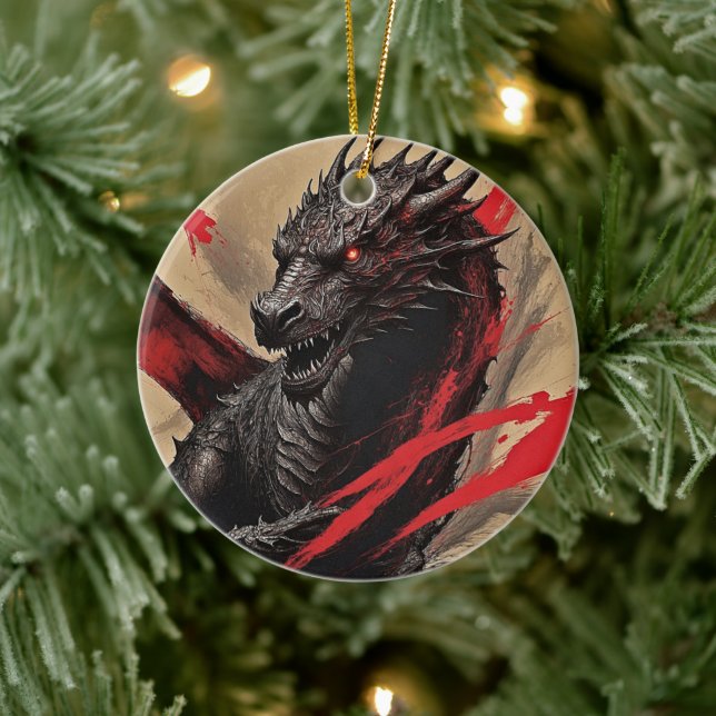 Black Dragon Talisman Ceramic Ornament (Tree)