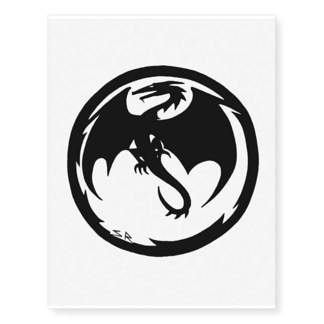 Black Dragon temporary tattoo large (Front)