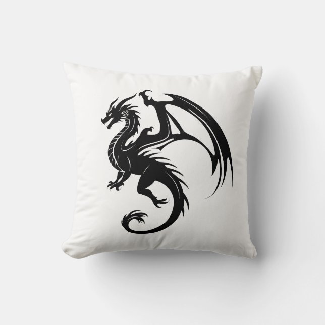 Black dragon throw pillow (Front)