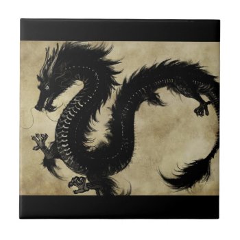 Black Dragon Tile by StuffOrSomething at Zazzle