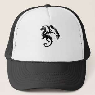 Black dragon trucker hat