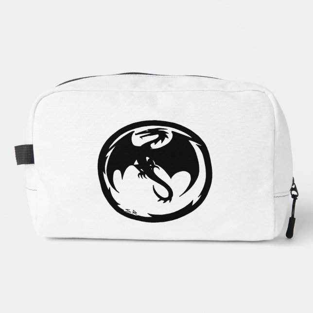 Black Dragon white dopp kit toiletry bag (Front)