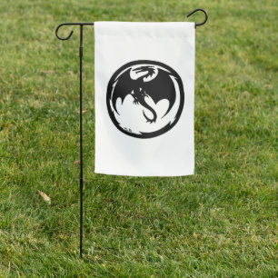 Black Dragon white garden flag
