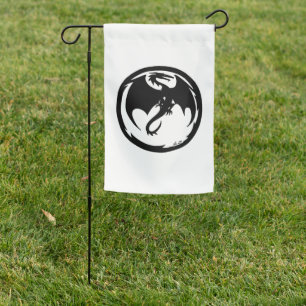 Black Dragon white garden flag