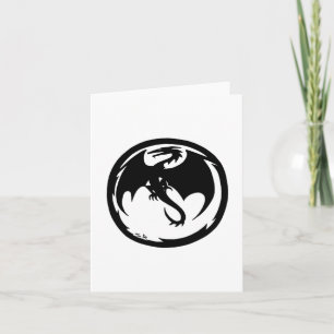 Black Dragon white greeting card