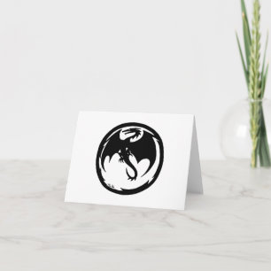 Black Dragon white greeting card
