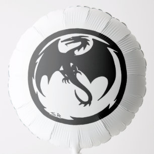 Black Dragon white helium balloon