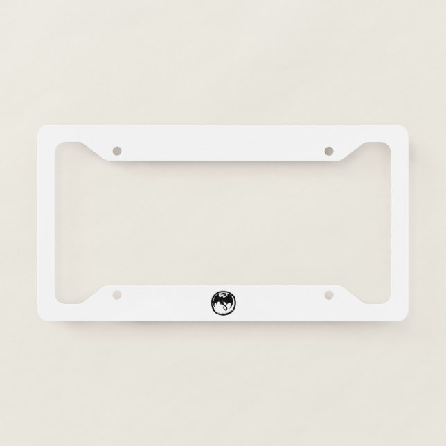 Black Dragon white license plate frame (Front)