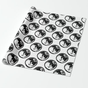 Black Dragon white matte wrapping paper medium