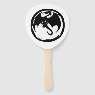Black Dragon white paddle hand fans