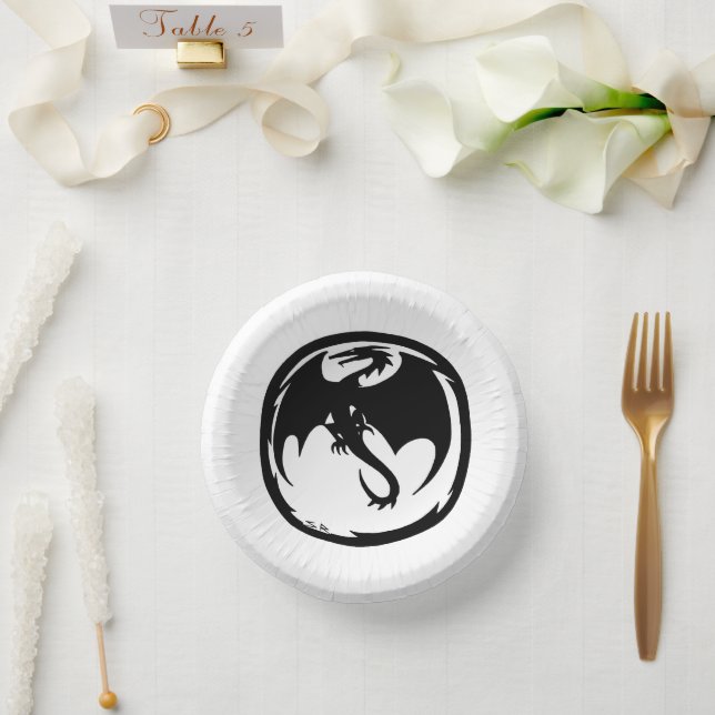 Black Dragon white paper bowls (Wedding)