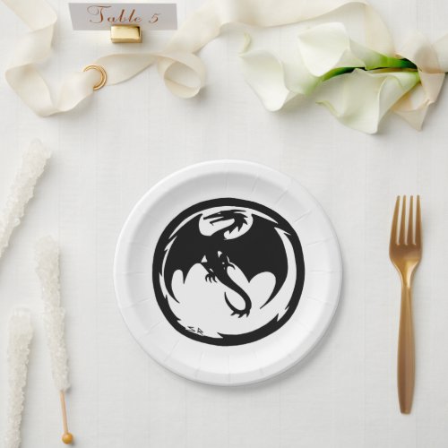 Black Dragon white paper plates