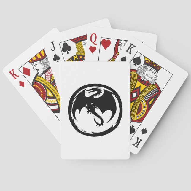 Black Dragon white Poker playing cards (Back)