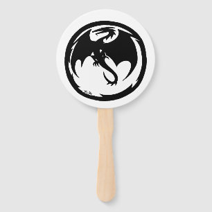 Black Dragon white round hand fans