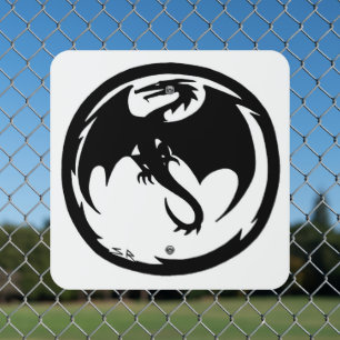 Black Dragon white square metal sign