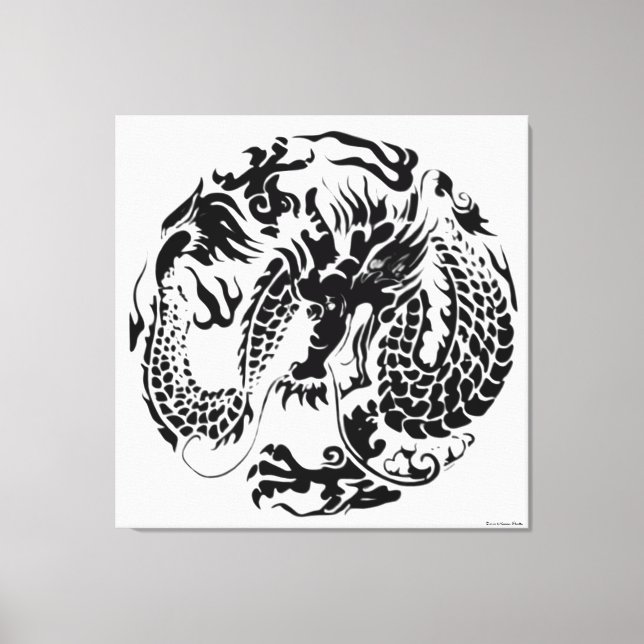 Black Dragon Wrapped Canvas Print (Front)
