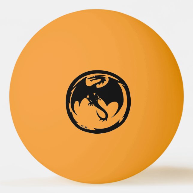 Black Dragon yellow glow 1 star ping pong ball (Front)