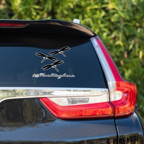 Black Dragonfly Name Script Car Sticker