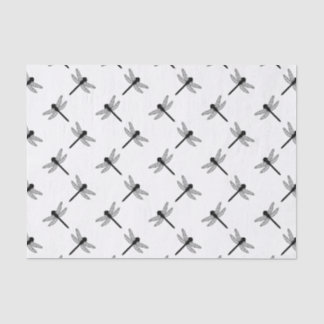 Black Dragonfly Pattern On White Tissue Paper