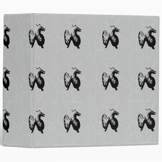 Black dragons on gray 3 ring binder (Front/Spine)