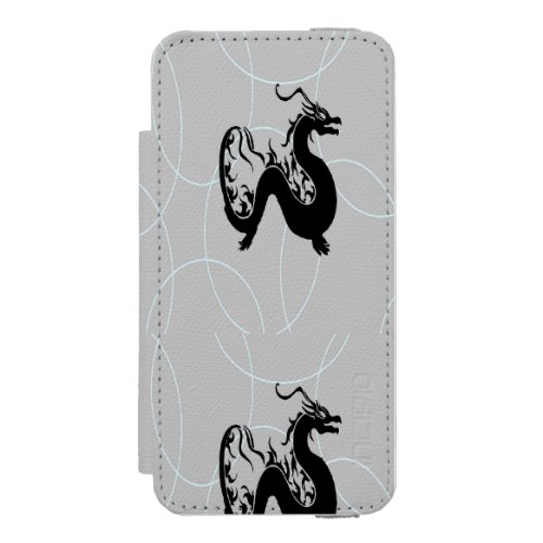 Black dragons on gray iPhone SE55s wallet case
