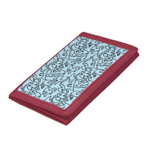 Black dragons pattern outline.b L Blue BG Tri-fold Wallet
