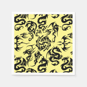 Black dragons pattern outline.b napkins