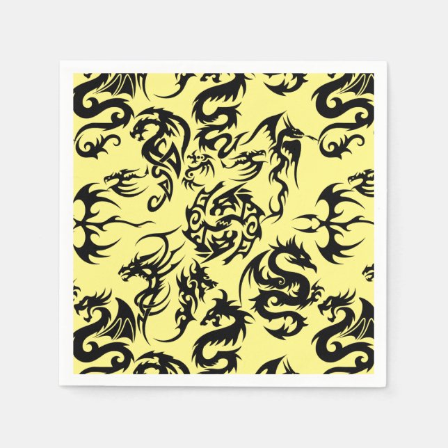 Black dragons pattern outline.b napkins (Front)