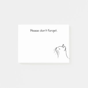 Black drawing cute cat looking up post-it notes